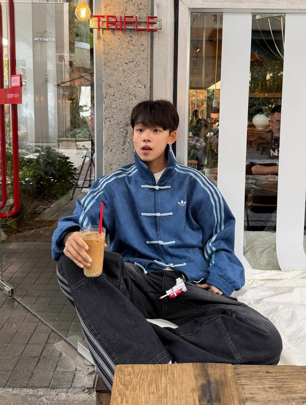 Adidas CNY Dark Blue Knot Jacket β Chinese New Year Streetwear Oversized Jacket for Men