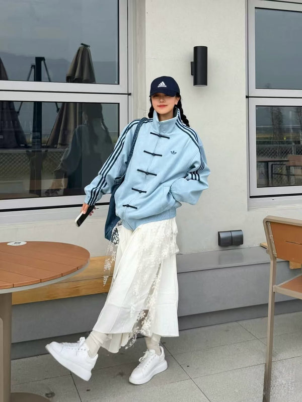 Walhala Sky Blue Adidas CNY Inspired Knot Jacket β Chinese New Year Streetwear