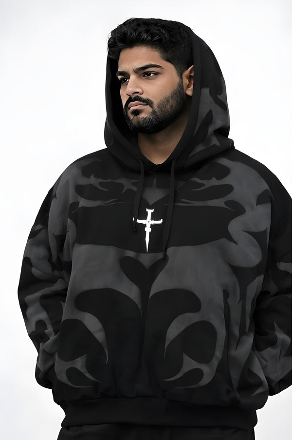 Tribal Shadow Hoodie – Premium Gothic Streetwear | Walhalaa