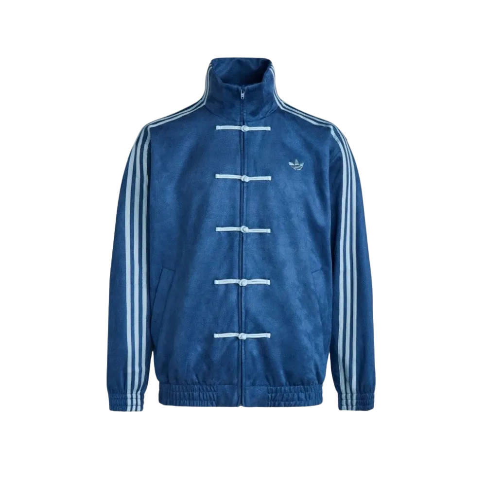 Chinese New Year style blue track jacket with knot buttons