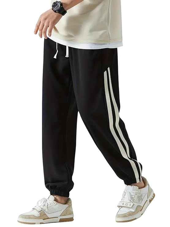 Men's White Striped Track Pants by DWNTWN – Comfortable and Stylish Side Stripe Track Pants