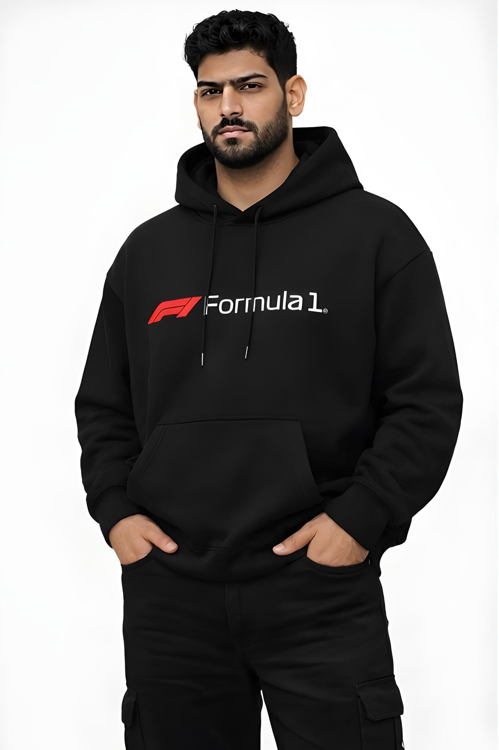 Walhalaa F1 style black hoodie oversized look