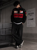 Black Vintage Ferrari Racing Jacket - Parachute Edition