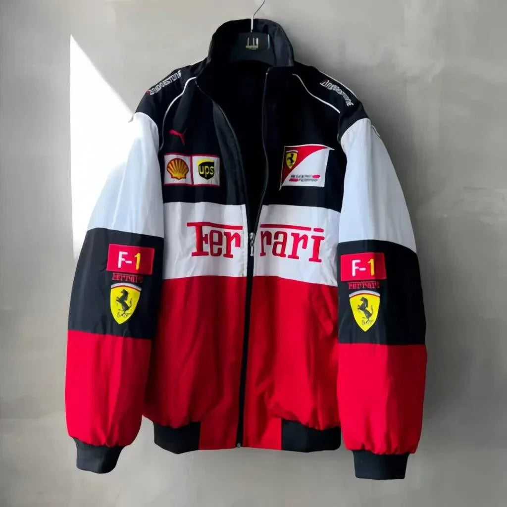 Ferrari F1 jacket Speed Enthusiast Vinatge White & Red Racer Jacket - DWNTWN