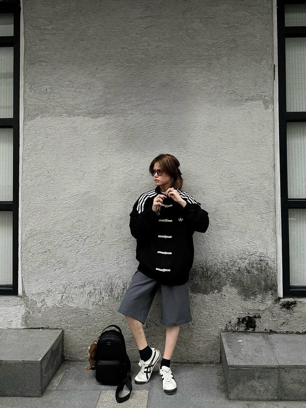 Walhalaa Black Adidas CNY Inspired Knot Jacket – Chinese New Year Streetwear