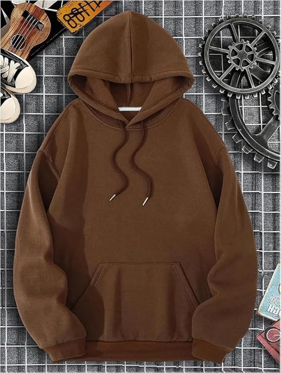 Front view of Men's Brown Pullover Hoodie by Dwntwn.