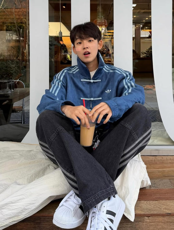 Adidas CNY Dark Blue Knot Jacket – Chinese New Year Streetwear Oversized Jacket for Men