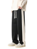 DWNTWN Side-Striped Relaxed Fit Black Track Pants for Men - Stylish and Comfortable Track Pants for All-Day Wear.