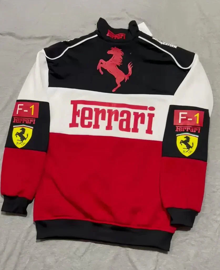 Ferrari F1 jacket Speed Enthusiast Vinatge White & Red Racer Jacket - DWNTWN