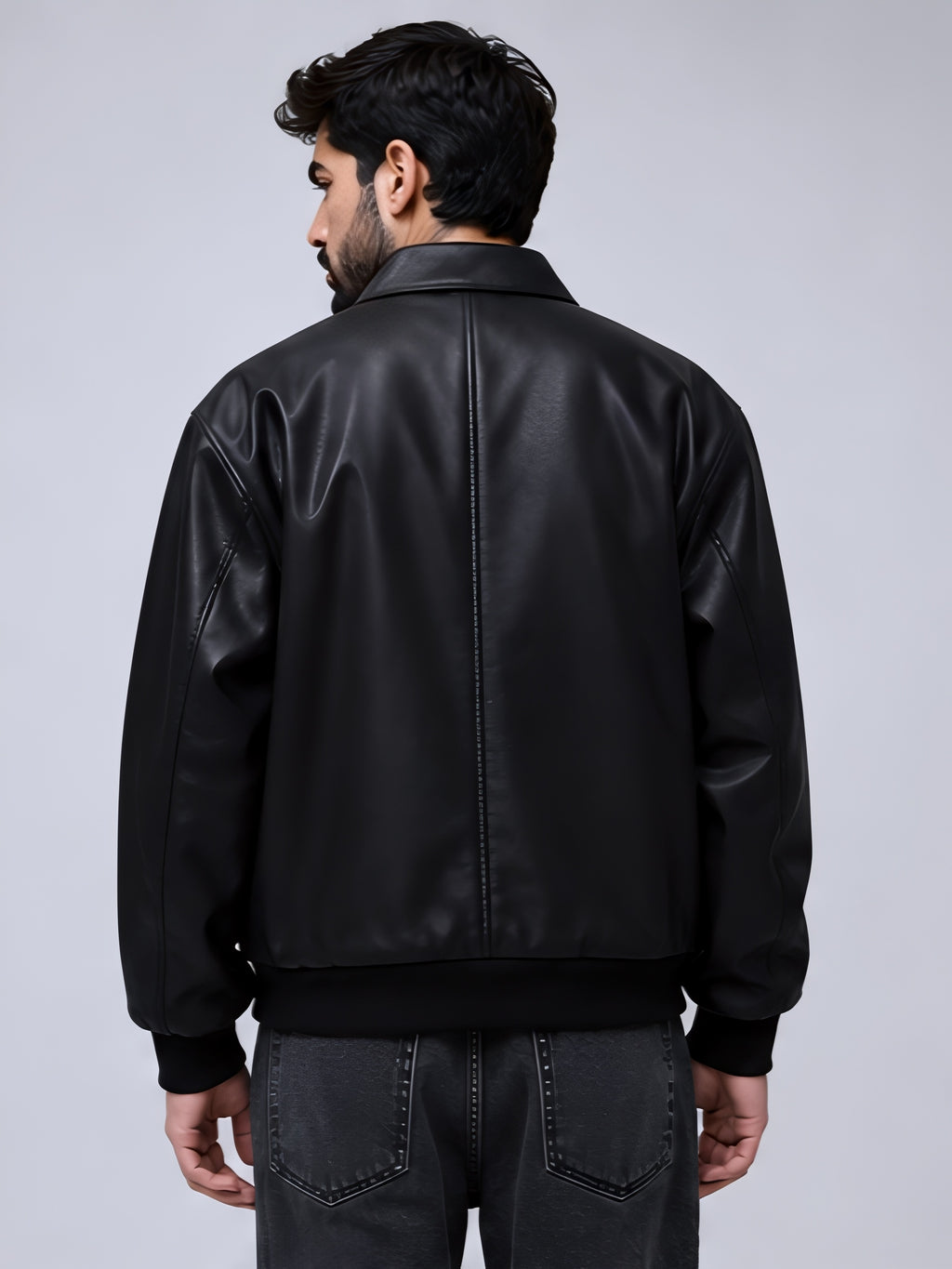 walhalaa leather jacket back view minimal design