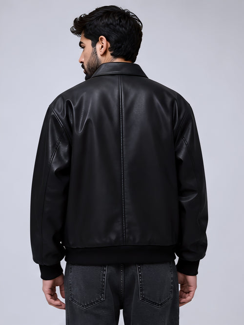 walhalaa leather jacket back view minimal design