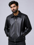 premium streetwear leather jacket black india