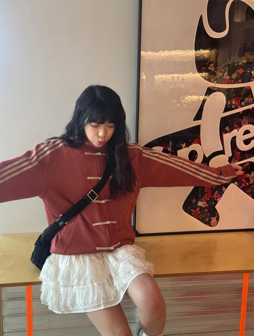 peach knot jacket streetwear women outfit walhala