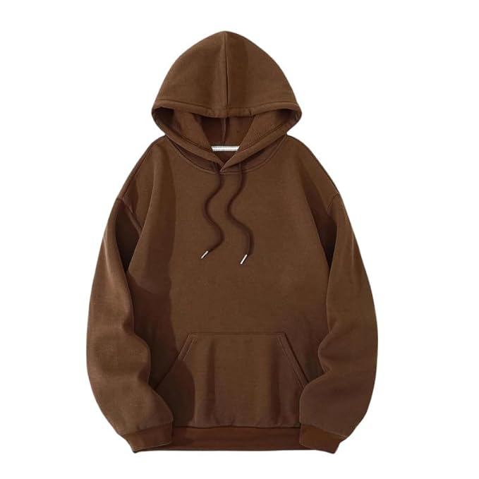 Front view of Men's Brown Pullover Hoodie by Dwntwn.