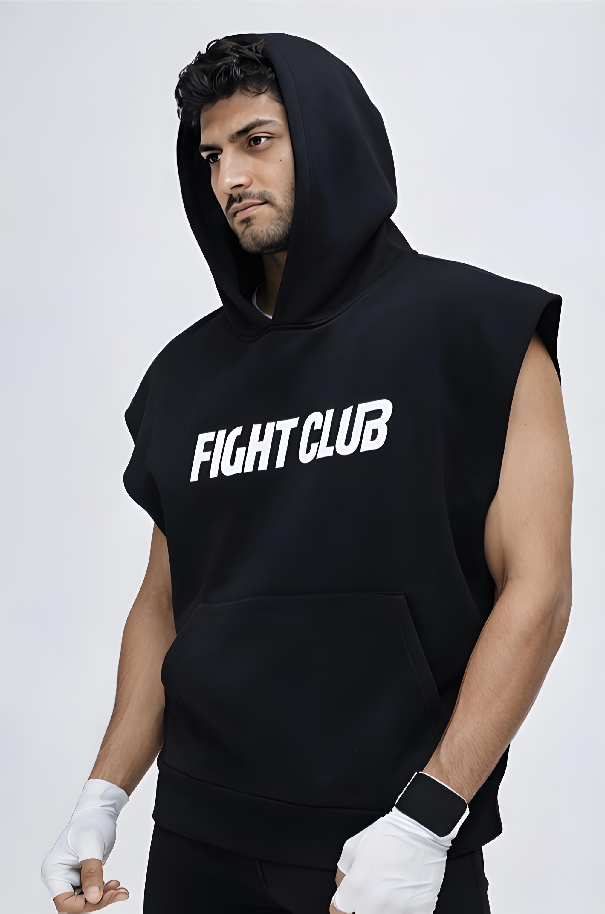 Walhalaa Fight Club Sleeveless Hoodie – Black Gym & Streetwear Muscle Tank