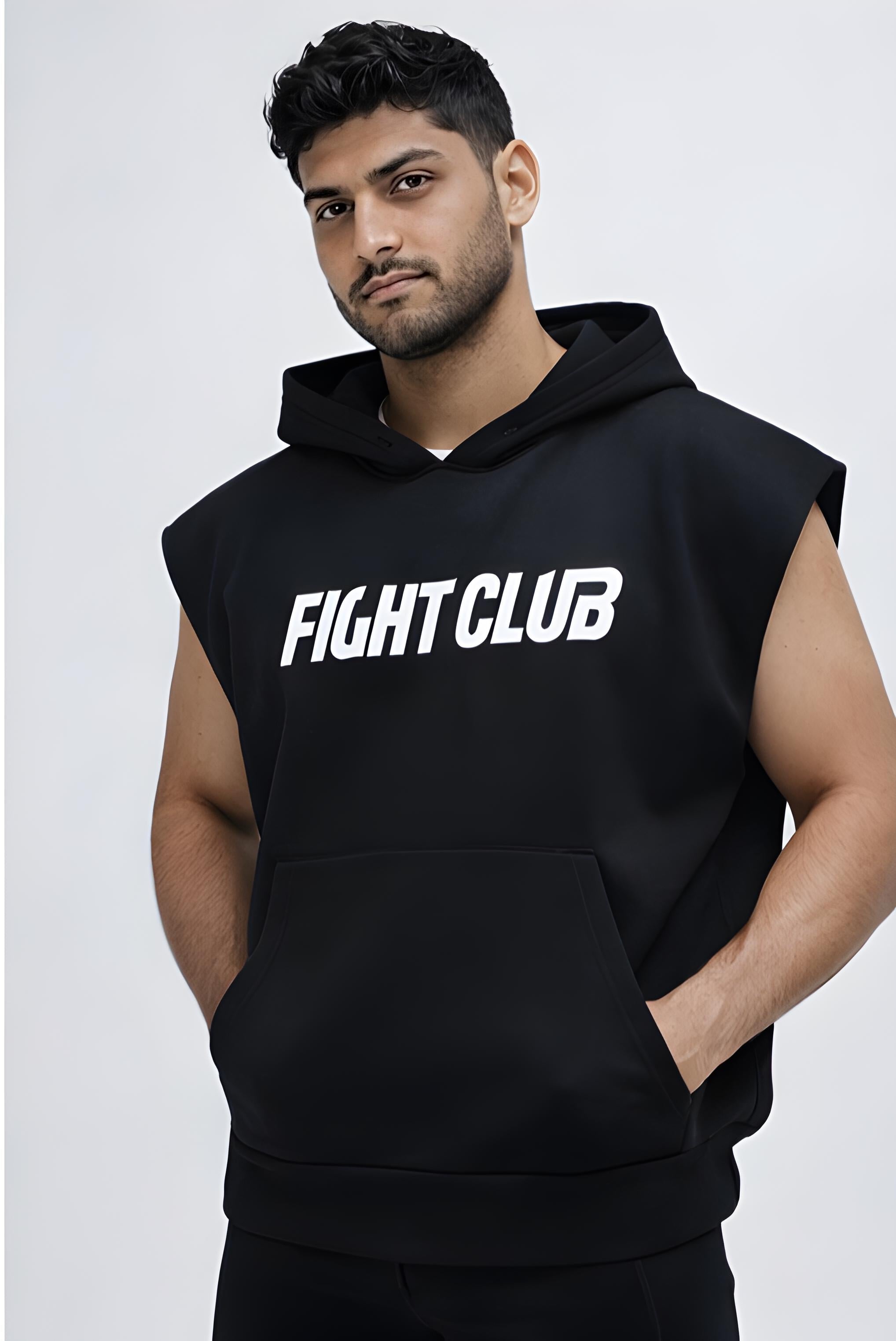Walhalaa Fight Club Sleeveless Hoodie – Black Gym & Streetwear Muscle Tank