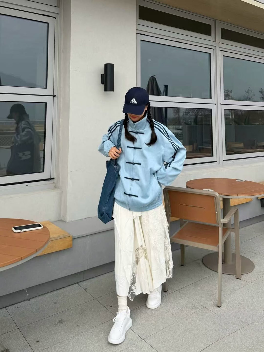 sky blue chinese new year knot jacket streetwear fashion walhala