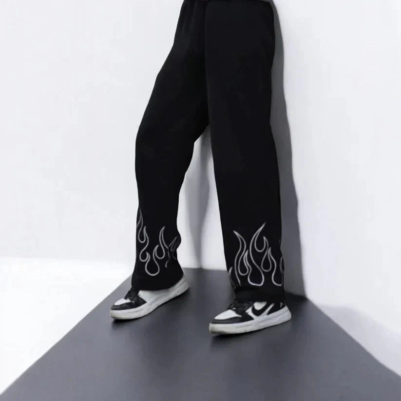 Baggy pant printed black Straight Fit DWNTWN