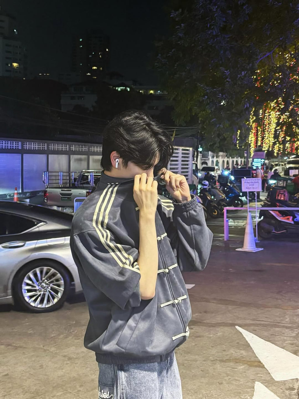walhala grey adidas cny knot jacket streetwear night look