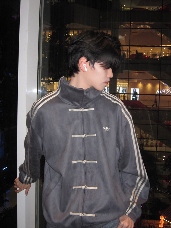 Walhala Grey Adidas CNY Knot Jacket – Chinese New Year Streetwear Oversized Jacket for Men India