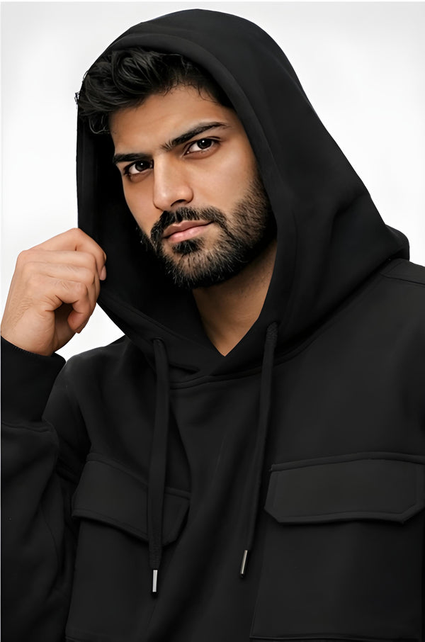 Walhalaa Premium Black Hoodie – Oversized Basic Streetwear Hoodie for Men
