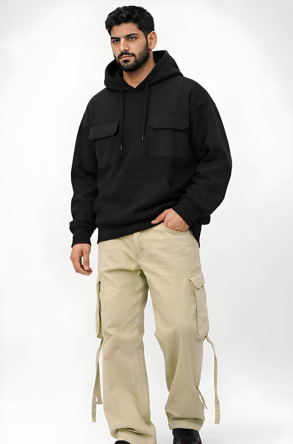 Walhalaa Premium Black Hoodie – Oversized Basic Streetwear Hoodie for Men