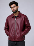 walhala burgundy leather jacket front view premium look