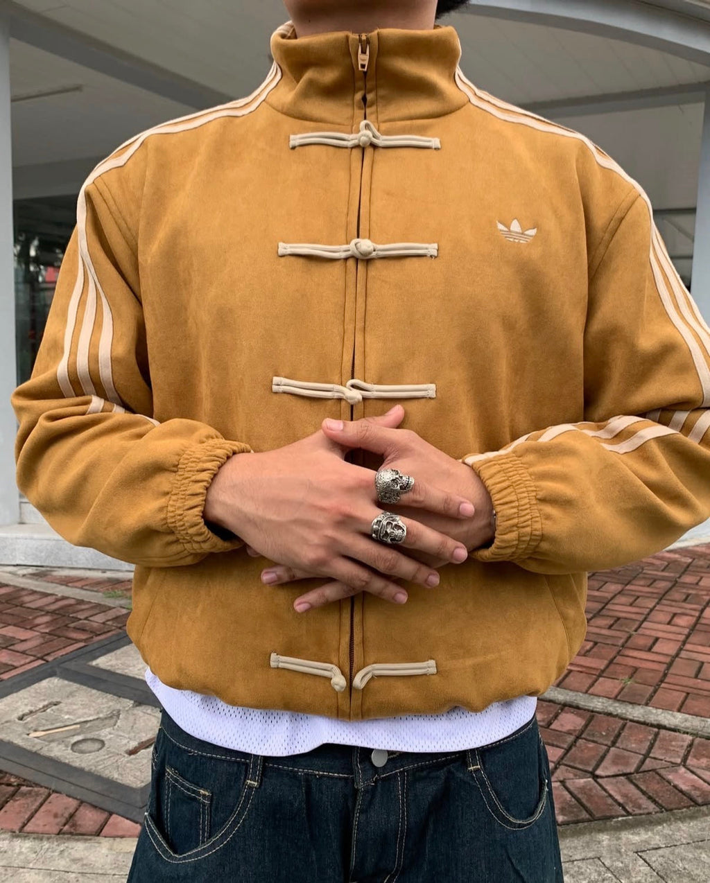Adidas CNY street jacket close up knot detail
