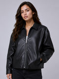 black leather jacket women front minimal faux leather jacket india